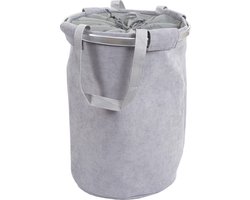 Wasmand MCW-C34, Wasmand Waszak Wasmand met trekkoord, handvat 55x39cm 65l ~ koord grijs