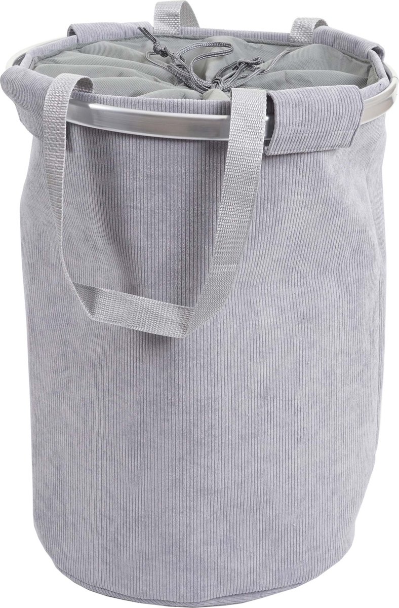 Goedkoopste Wasmand MCW-C34, Wasmand Waszak Wasmand met trekkoord, handvat 55x39cm 65l ~ koord grijs