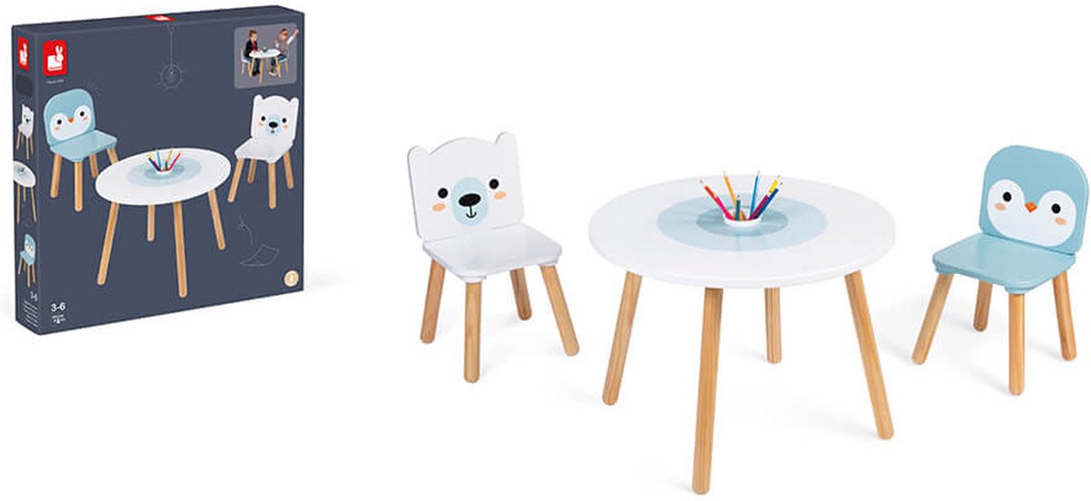 Janod - Tafel met stoeltjes - Pooldieren