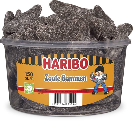 Haribo Zoute Bommen - zuur snoep in fruitsmaken - 150 stuks silo