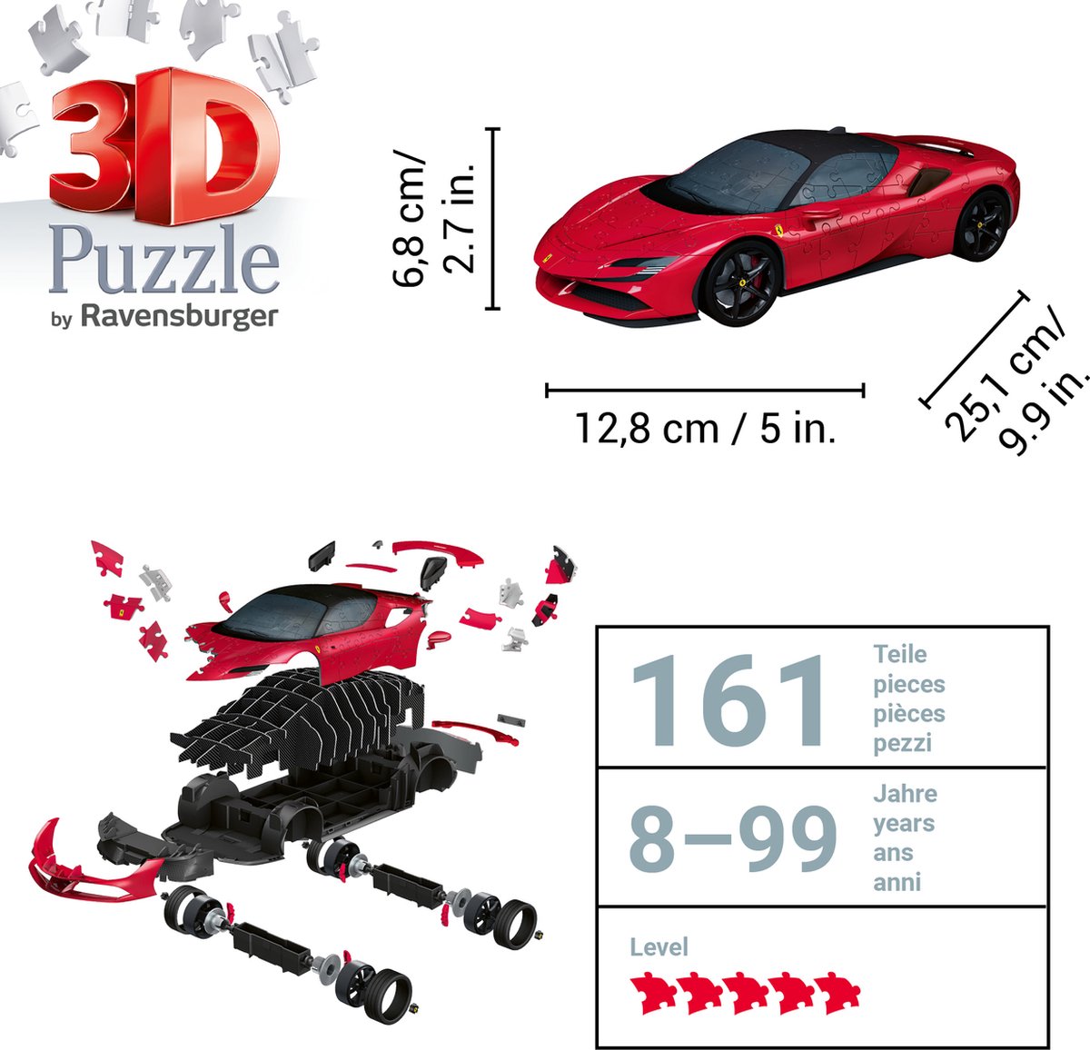Ravensburger - Ferrari SF 90 Stradale - 3D Puzzel voor Kinderen en Volwassenen — afbeelding 4