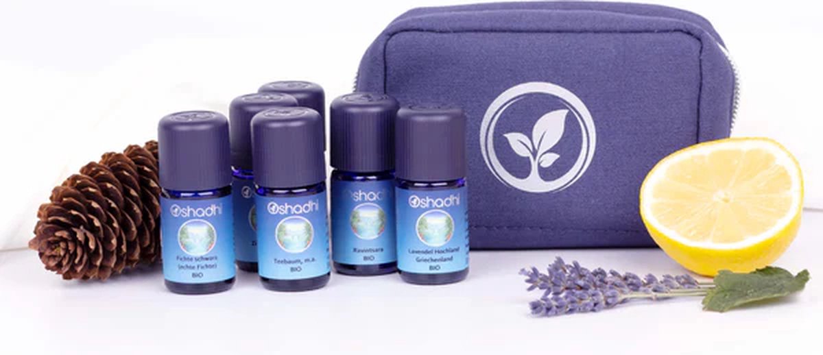 Aroma Pocket Apotheek met 6 etherische oliën, Oshadhi, 6 x 5 ml