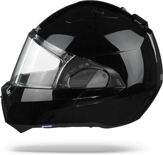 Foto: Shark evo es blank motorhelm systeemhelm zwart maat xs