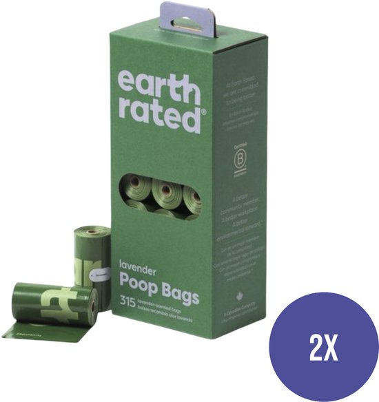 Earth Rated - Sacs à déjections canines Vert Lavande - 2x 315 pièces - Pack économique
