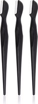 INTER-ESQUE Wenkbrauw Mesje - Dermaplaning - Scheermesjes Gezicht - Wenkbrauw Scheermesje - Eyebrow Razor - Wenkbrauw Kam - 3 Stuks - Zwart