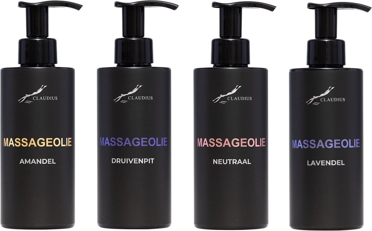 Goedkoopste Massageolie Set - Lavendelolie 100 Amandelolie Massageolie Neutraal 100 natuurlijke Druivenpitolie - 300 ml per fles - voordeelverpakking - set van 4 stuks