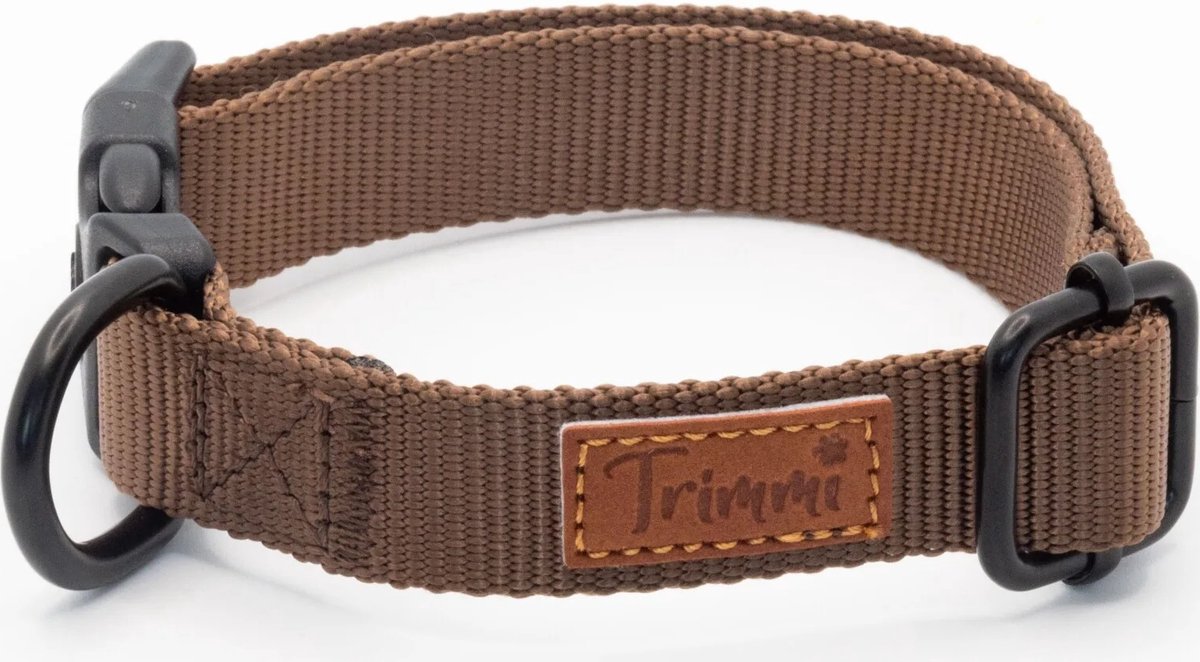 Nylon halsband bruin - Maat S - halsband hond - honden halsband - halsband - hondenhalsband met naam - halsbanden, riemen & tuigen - halsband puppy - halsbanden - hond - hondenhalsband kleine hond - Trimmi
