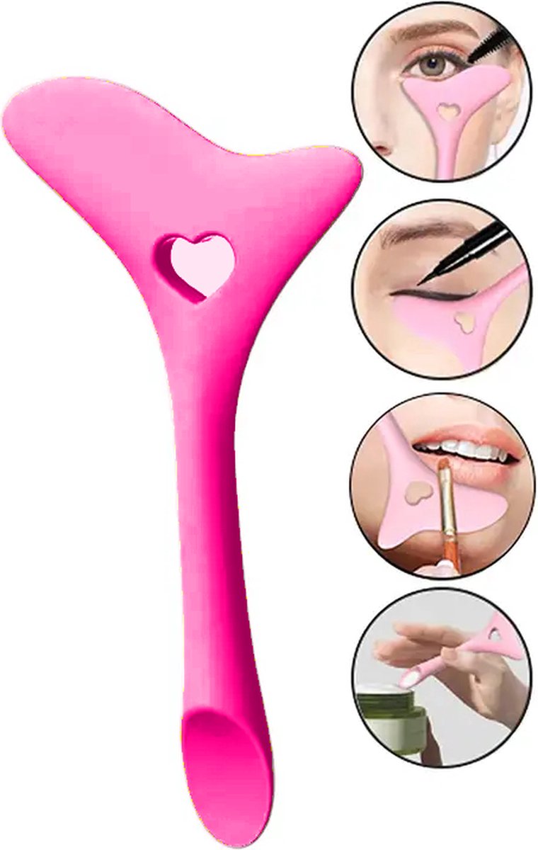 Ludoris Eyeliner Tool Oogpotlood Hulpmiddel & Siliconen Stencils Mascara Applicator Make-up Beauty Tool Donker Roze