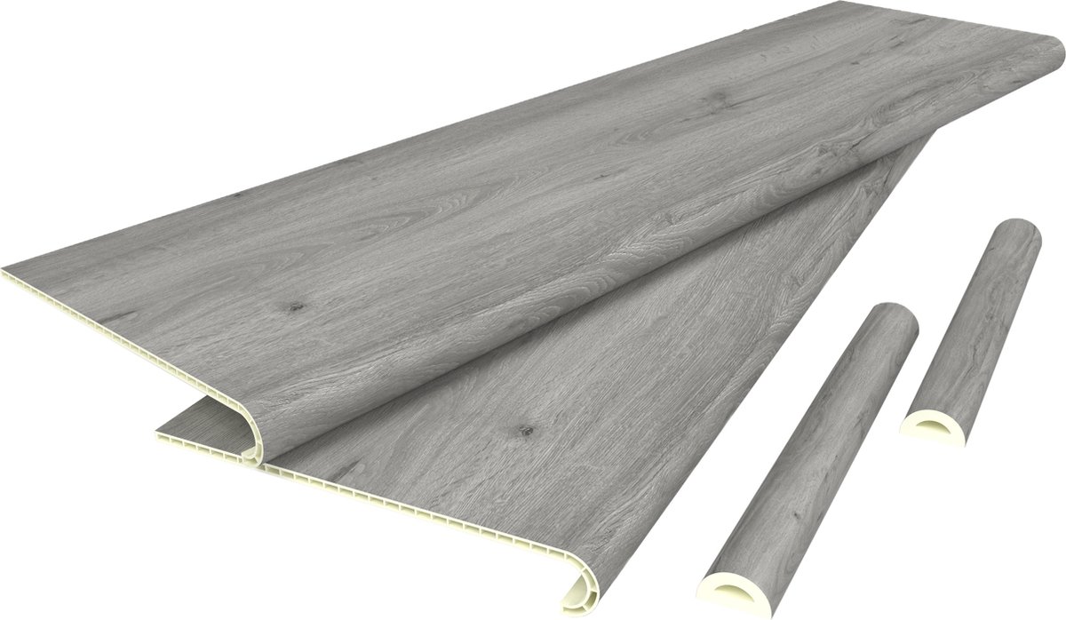 Overzettreden stootborden set van 2 PVC 120x32x4,6 cm eikenkleurig grijs NEU.HOLZ