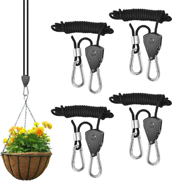 6 stuks kabelratel met haken, 4 mm verstelbare touwratel, 4 m scheerlijnen met kabelspanner, reflecterende scheerlijnen camping voor outdoor, tenten