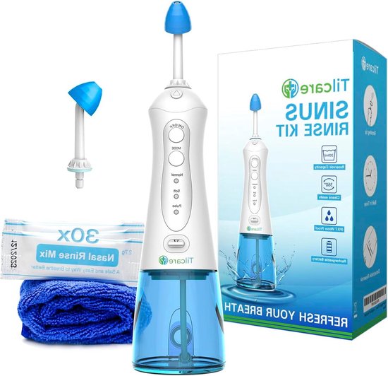 Foto: Perfecte sinus spoeling kit voor verlichting van sinus allergie elektrische neusspoelset met doek en 30 zout pakketten