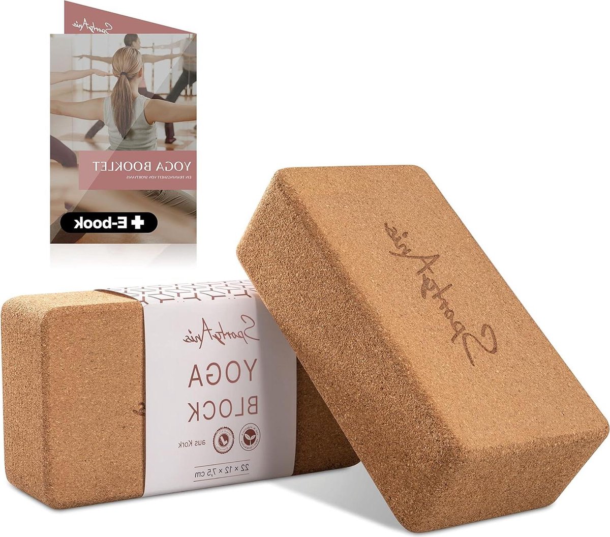 Premium yogablok set van natuurkurk voor yoga en pilates - antislip en duurzaam met e-book