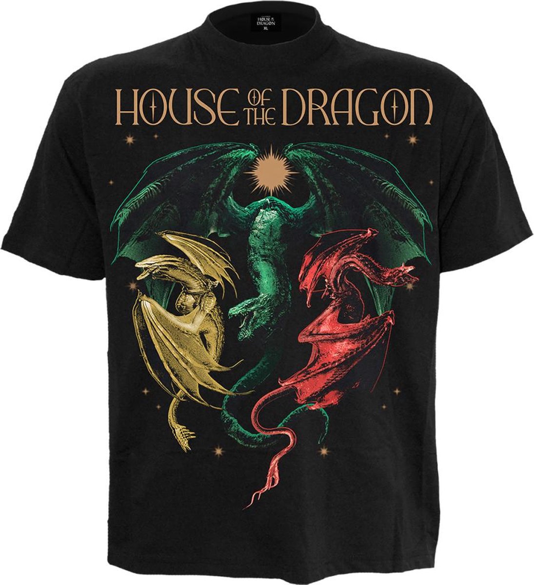 Spiral House Of The Dragon - Hod 2 - Tri Dragons Heren T-shirt - S - Zwart