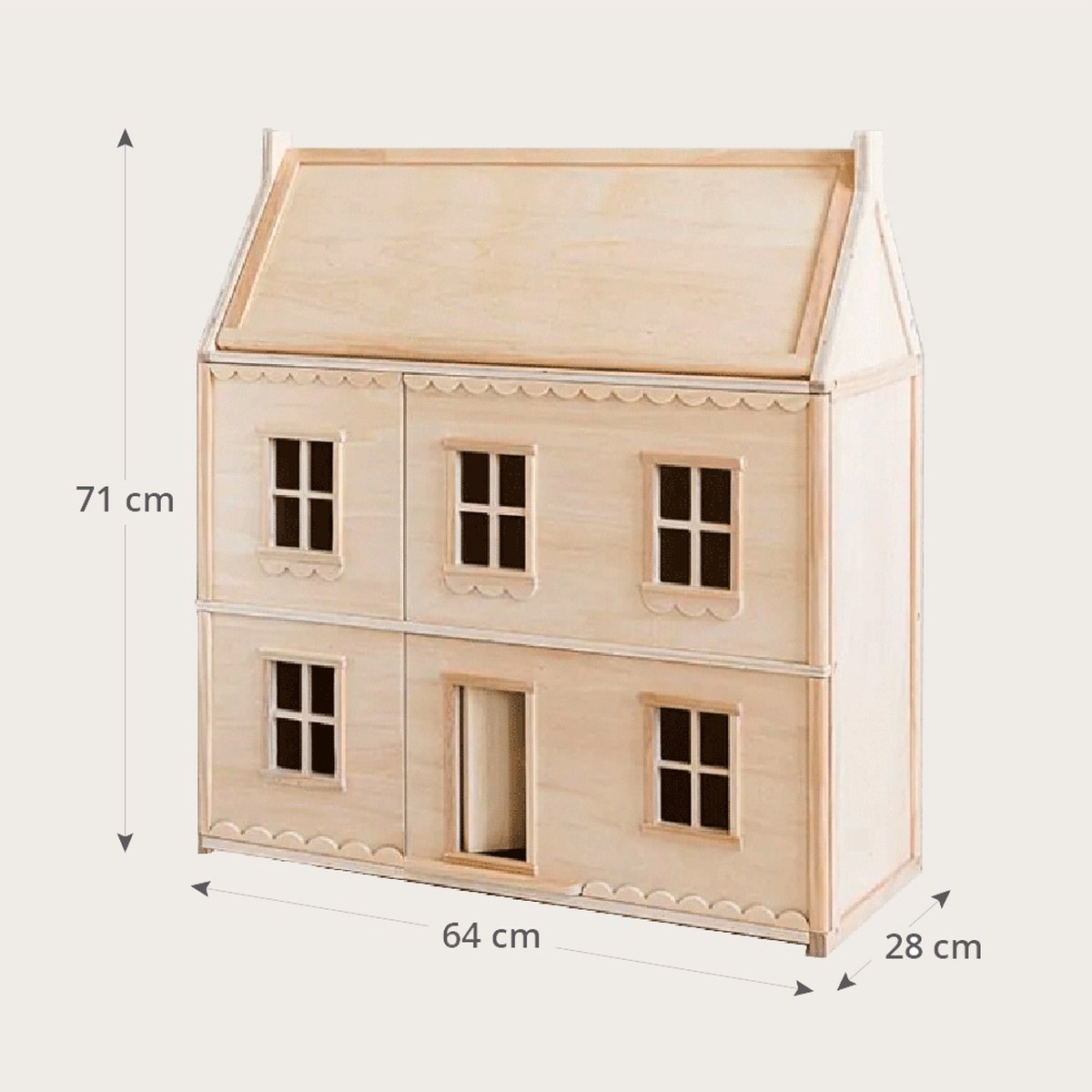 Petite Amélie Houten Poppenhuis Klassiek Naturel - H.16 cm - Geïnspireerd door Franse Huizen - Drie Verdiepingen vol Franse Charme — afbeelding 10