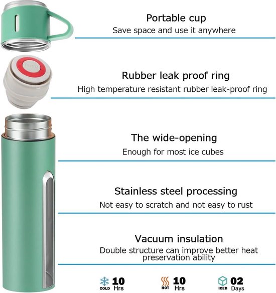 Roestvrijstalen vacuümgeïsoleerde koffiethermoskan - 500ml/16oz - warme en koude drank