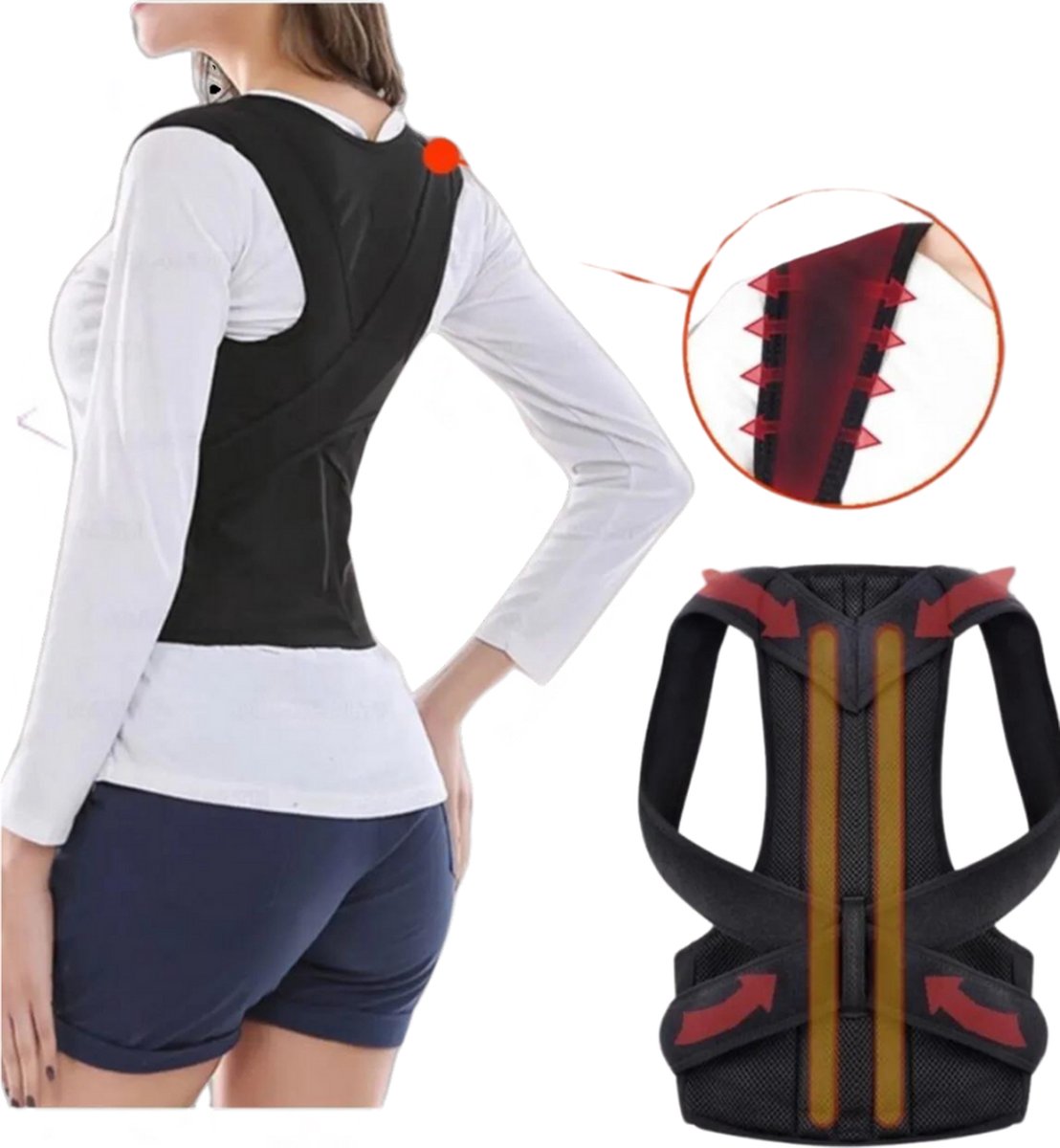 LavidaHome Postuur Corrector - Postuur Corrector - Rug Band / Schouder Band -Steunvest-rugband - Correctie voor Rug, schouders & Nek - Fitness - Sport - Rug Corrector