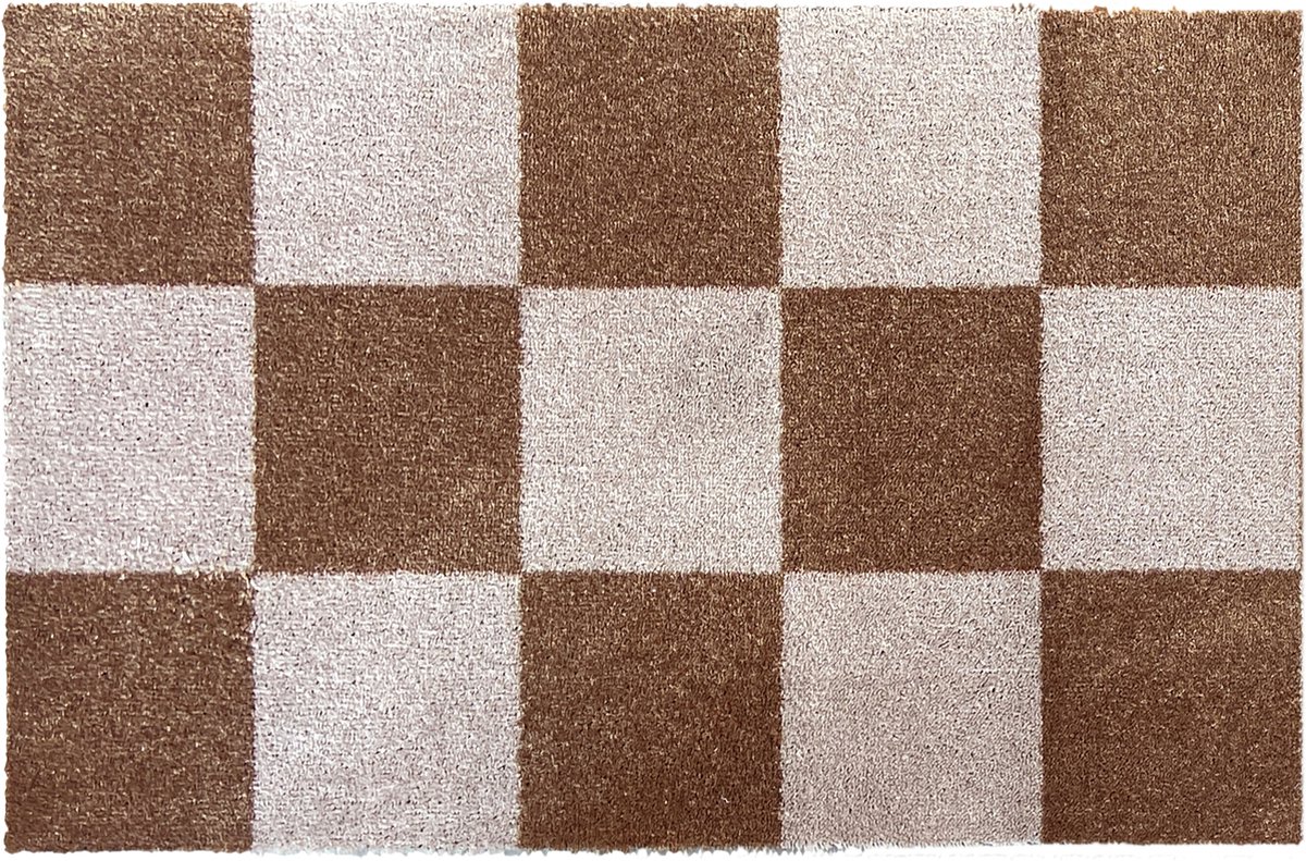 Mad About Mats PIMS - deurmat/badmat - wasbaar - you look good - droogloop/touch - 50x75cm bruin, off white