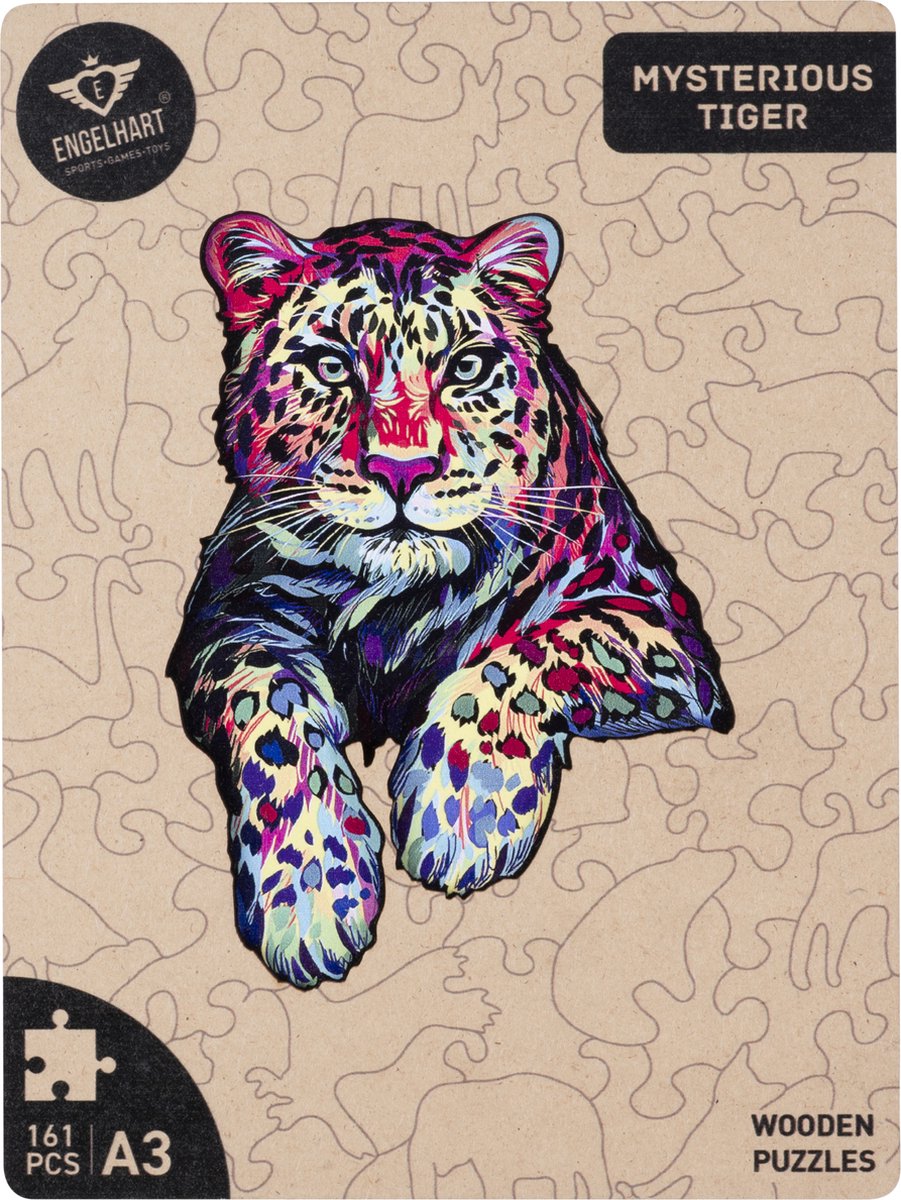 Houten Puzzel Tijger – 161 Unieke Puzzelstukjes – A3 Formaat Grote Houten Legpuzzel – Dieren Puzzelspel – Uitdagend Denkspel – Inclusief Opbergetui – Engelhart — afbeelding 13