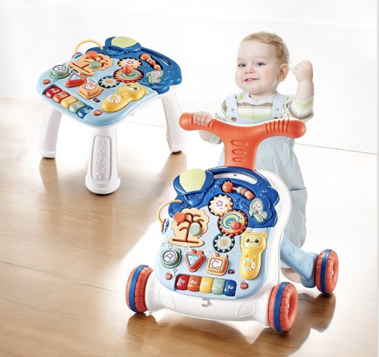 QDRAGON Loopwagen, Zit Stand 2 in 1 Afneembare In hoogte verstelbaar, Loopwagen met rem, muziek, roterende apparatuur, Baby Walker Fun tabel te spelen, loophulp meisjes jongens van 6-12 Maanden QDRAGON Loopwagen, Zit Stand 2 in 1 Afneembare In hoogte verstelbaar, Loopwagen met rem, muziek, roterende apparatuur, Baby Walker Fun tabel te spelen, loophulp meisjes jongens van 6-12 Maanden