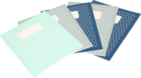 Schoolschriften A5 - 5x stuks - gelinieerd - lijntjesschrift - gekleurd
