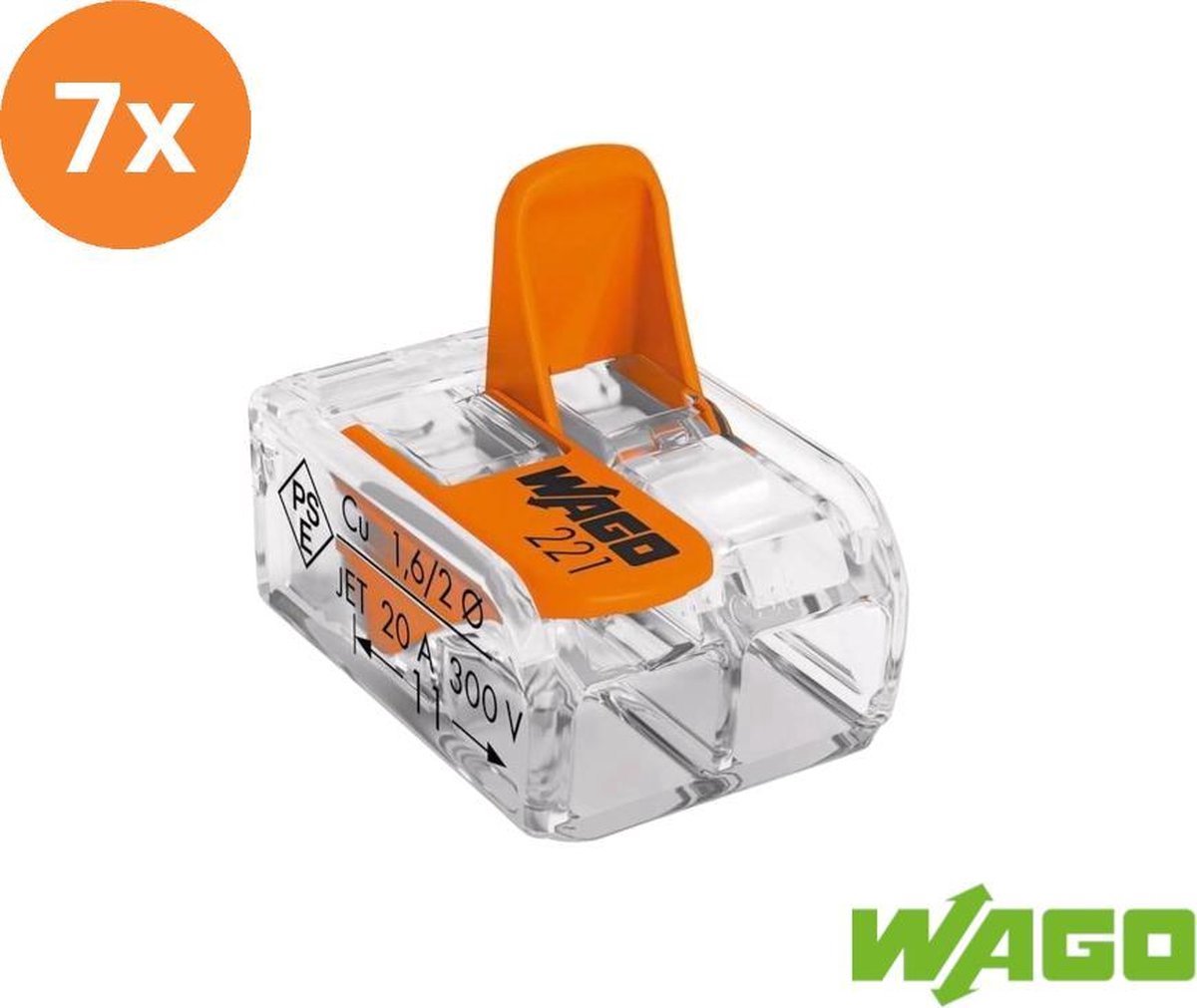 Goedkoopste Wago lasklem 2-voudig 221-412 (7 stuks