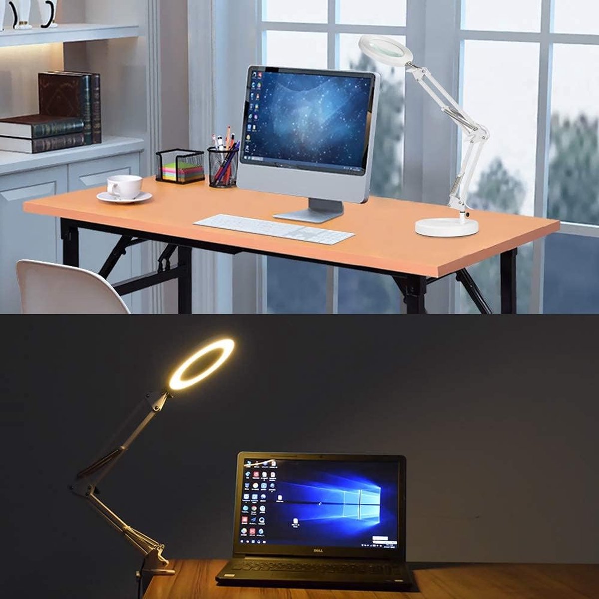 LED vergrootlamp, verstelbare 5x vergrootglas bureaulamp