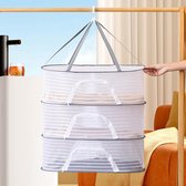 Filet De Séchage Pliable 3 Niveaux 60x40x104 Cm – Séchoir Suspendu Fruits Herbes Fleurs Poisson – Fermeture Éclair