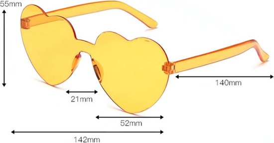 Bril Hart -Geel- Hartjes bril- Carnaval bril- Festival bril- Zonnebril- Foute Party bril- Grappige bril — afbeelding 3