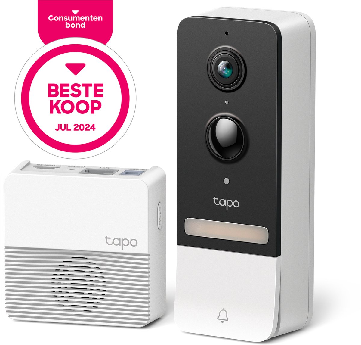 Tapo D230S1 draadloze video deurbel op batterij - 2K 5MP video- inclusief hub - zonder abonnement-slimme deurbel