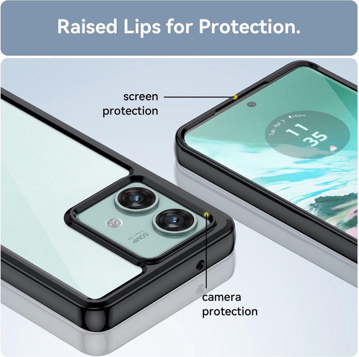 Mobigear Hoesje geschikt voor Motorola Edge 40 Neo Telefoonhoesje Hardcase | Mobigear Crystal Backcover | Edge 40 Neo Case | Back Cover - Zwart