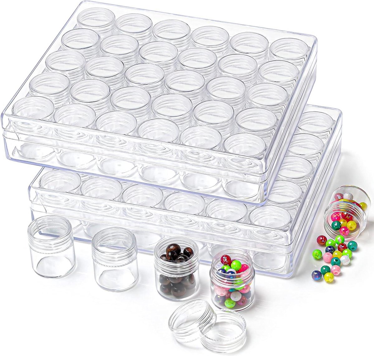 Kurtzy Helder Plastic Kralen Opslag Organizer Doos met 30 Potten (3 Pak) – Kleine Verwijderbare Compartiment Containers met Deksels – Diamond Dot Painting Kralen, Sieraden, DIY Nail Art, en Glitter