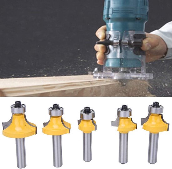 5-delige set 8mm Schacht Ronde Over Router Bits - Houtbewerking Ronde ...