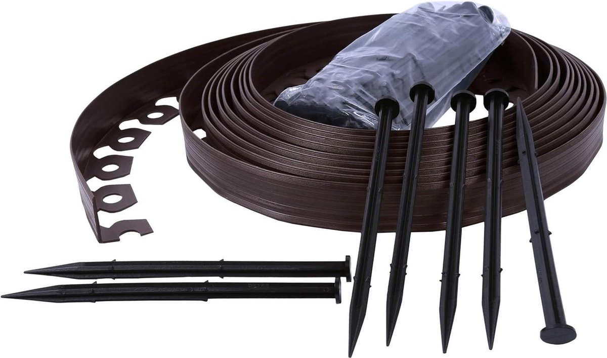 Flexibele kunstgrasrand tuinrand gazonrand maairand 4 cm hoog 10m Bruin