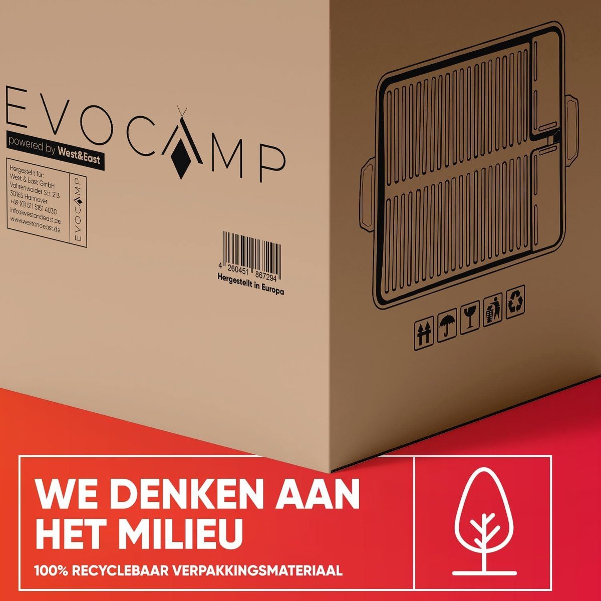 Ertex Grillopzetstuk voor draagbaar gasfornuis 32 cm BBQ