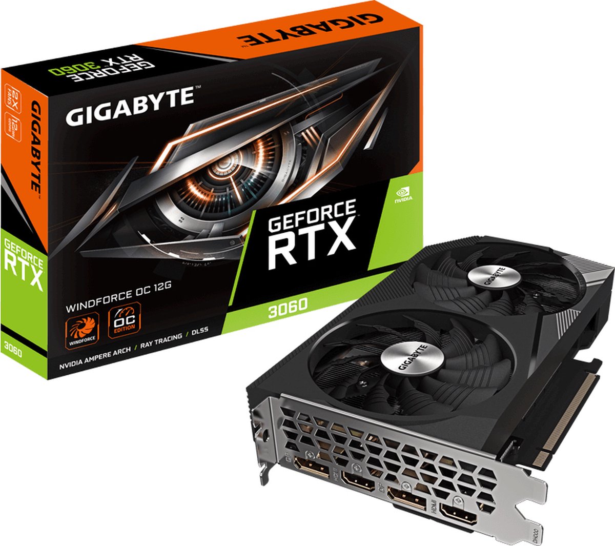 Gigabyte GeForce RTX 3060 WINDFORCE OC 12G (rev. 2.0) NVIDIA 12 GB GDDR6 Videokaart