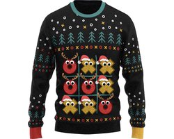 JAP Christmas Interactieve Kersttrui (maat M) - 100% Gerecycled - Kriebelt niet - Kerstcadeau volwassenen - Foute Kersttrui dames en heren - Boter, Kaas en eieren - Rood/Geel/Zwart