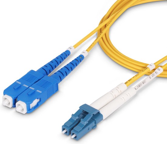 StarTech.com Câble Fibre Optique de 50m Duplex Monomode LC vers SC(UPC) OS2, 9/125µm, 100G, Cordon Fibre Optique, Insensible à la Courbure, Faible Perte d'Insertion, Cordon Patch Fibre LSZH