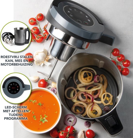 DOMO DO728BL Soepmaker Domo - Met sauteerfunctie - 2,2 L - 7 programma's - Blender - RVS/Zwart van Domo — afbeelding 3
