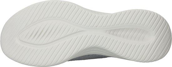 Onderkant van een grijze Skechers Slip-ins Ultra Flex 3.0 dames instapper met witte zool.