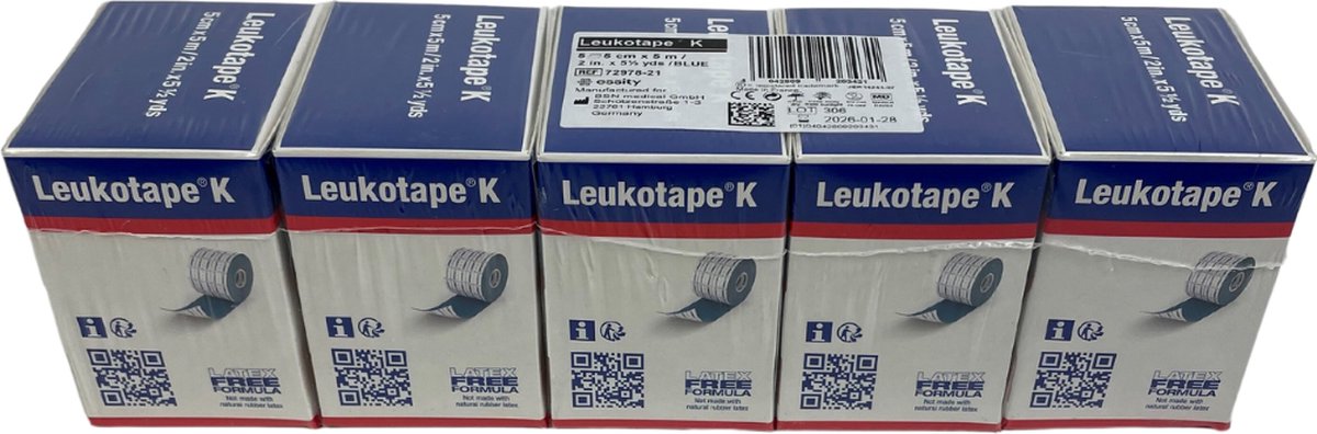 Goedkoopste Leukotape Elastisch Kleefverband Blauw 5cm x 5m, 1st (7297824