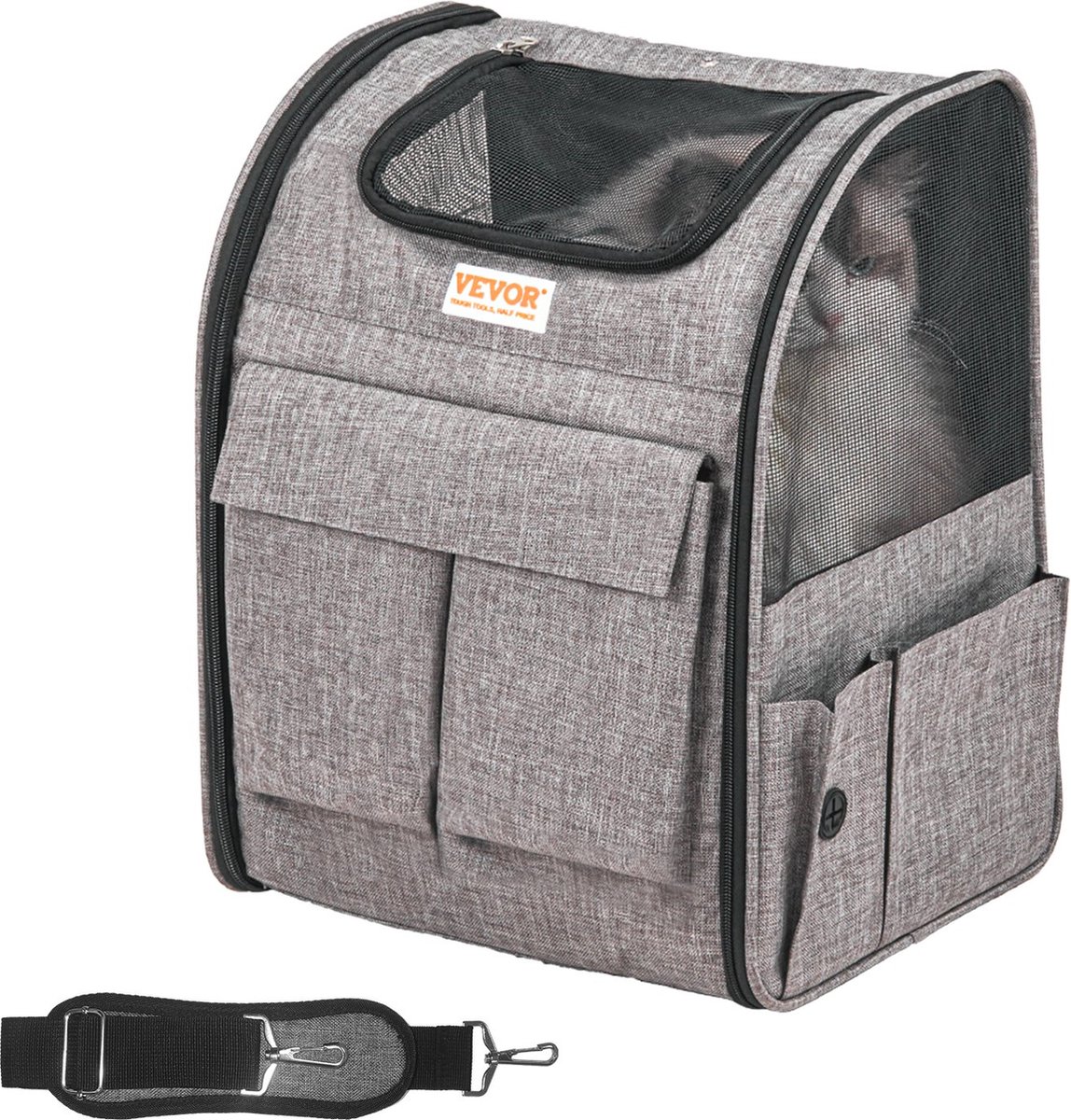 Jemaison® Multifuncionele hondenrugzak - Reismand kat - Trolley op wieltjes - Hondentas - Reistas kat - Grijs - 42,5x35,5x28 cm