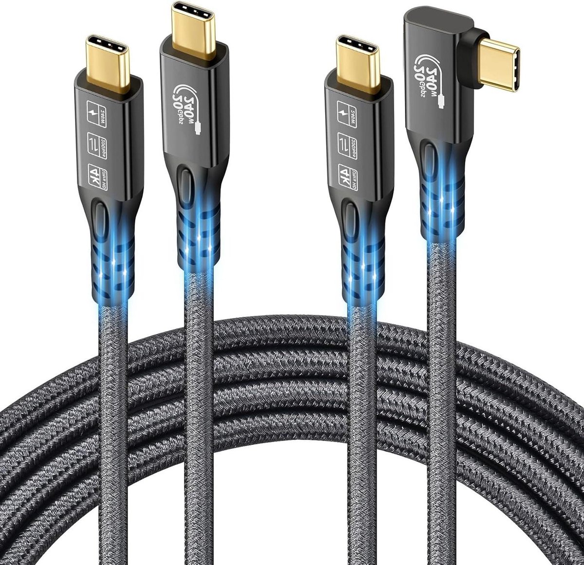 USB-C 3.2 Gen2x2 20Gbps Type C 4K @60Hz UHD Video 5A-240W PD3.1 Fast Charge Cord - Thunderbolt 3/4 MacBook Pro - 2 stuks