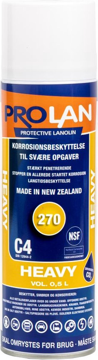 Prolan Heavy 270 spraycan 500ml Dit product is ideaal om te tectyleren tectyl amber fertan dinitrol conserveren coating bescherming zoutbestendig anti steenslag bodembescherming lanoline wolvet anti roest corrosie owatrol rustol motip