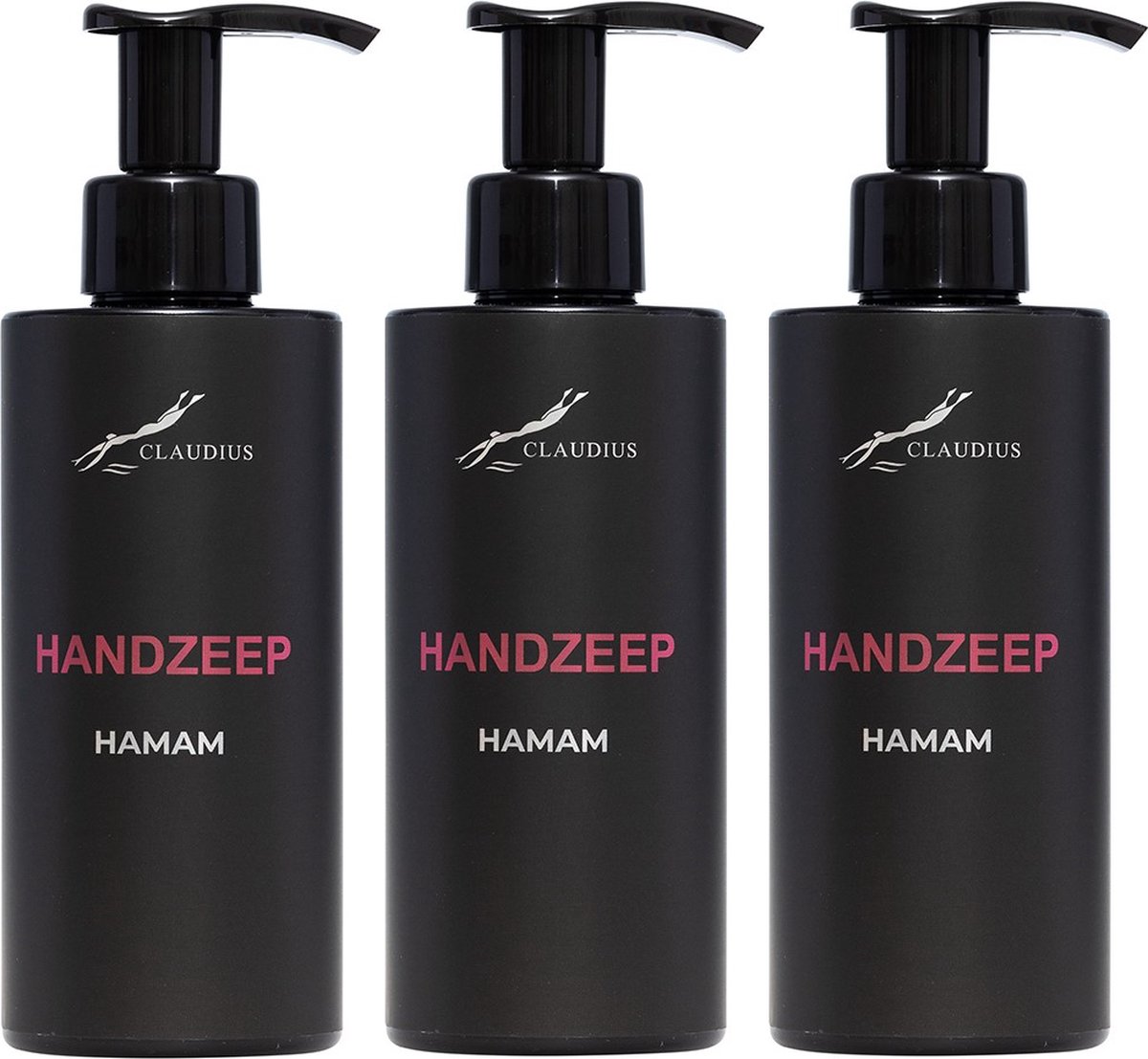 Goedkoopste Handzeep Hamam 300 ml - met pomp - zwarte fles - set van 3 stuks - Voordeelverpakking