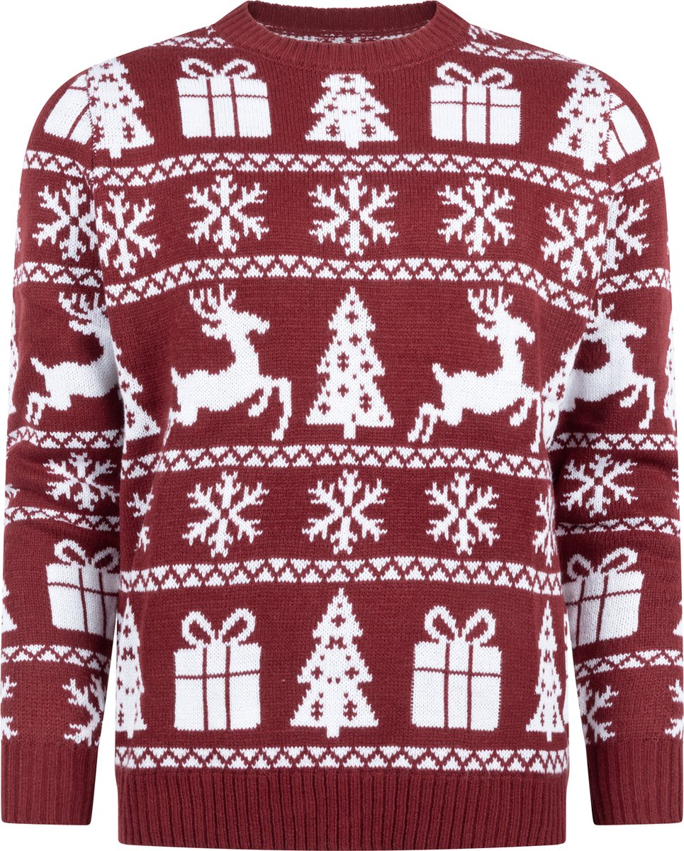 Foute Kersttrui Dames & Heren - Christmas Sweater "Gezellig Kerst Bordeauxrood" - Mannen & Vrouwen Maat XXL