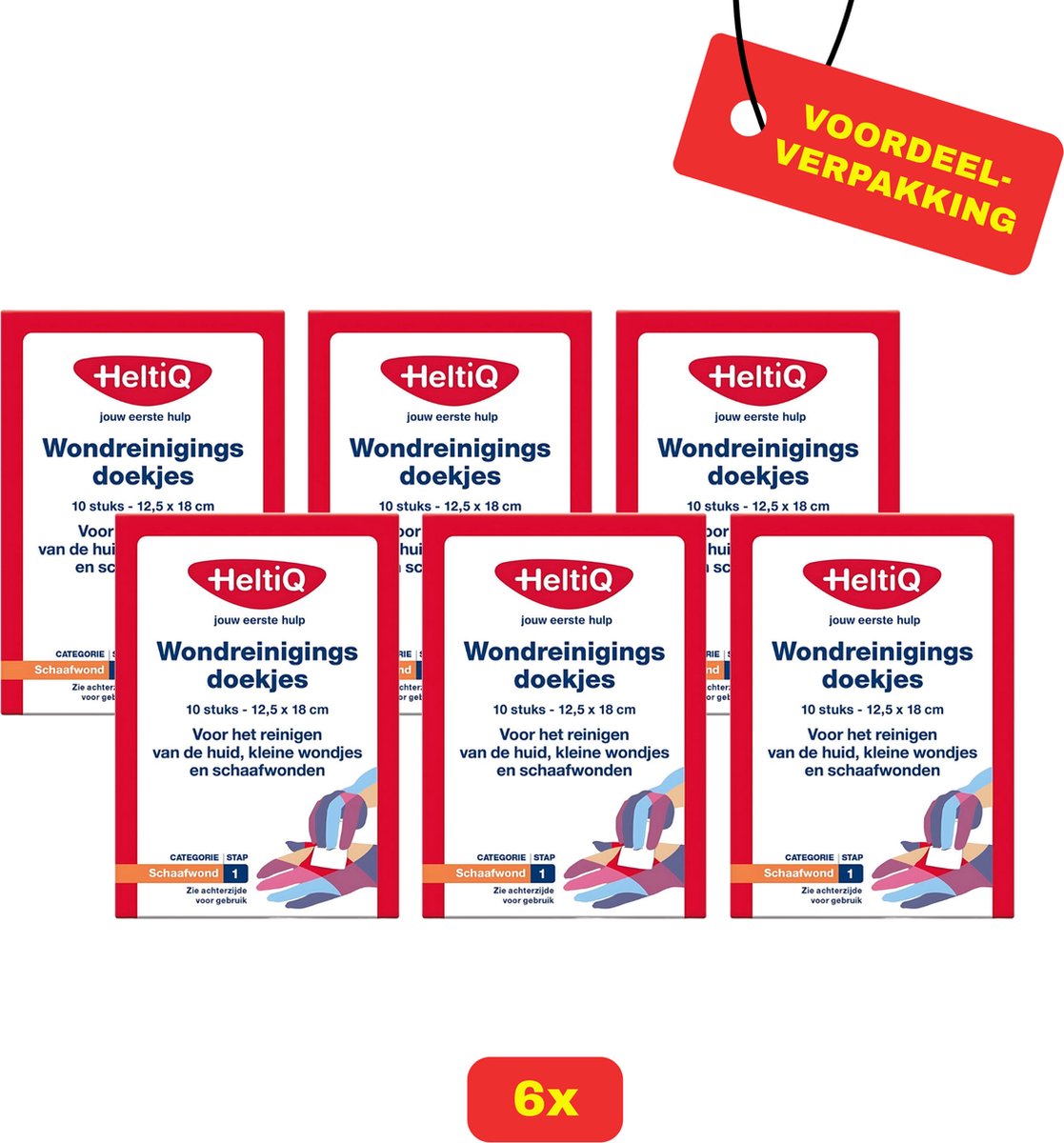 Goedkoopste 6X HeltiQ Wondreiniging Doekjes - 6x 10 stuks - Voordeelverpakking!