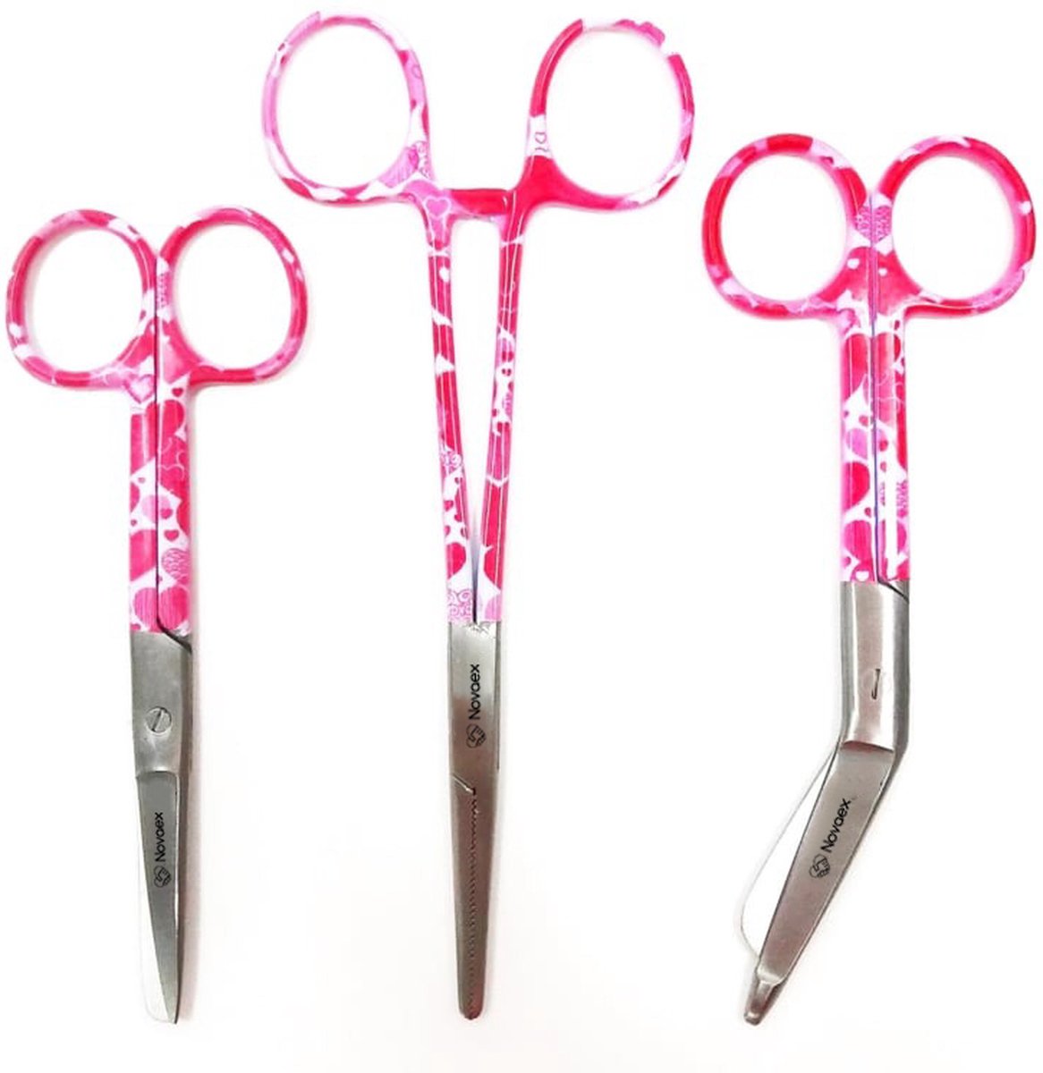 Goedkoopste Scharenset verpleegkundige Love Pink - MDR Certificaat - verbandschaar - schaar - kocher - 14cm - 3mm - verpleegkundige accessoires - verpleegkundige cadeau - verpleegkundige scharenset