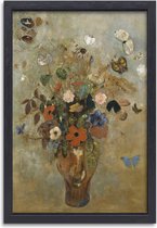 Stilleven met bloemen - Odilon Redon schilderijen - Bloemen wanddecoratie - Muurdecoratie Natuur - Muurdecoratie industrieel - Canvas schilderij met baklijst - Slaapkamer muurdecoratie canvas met baklijst 60x90 cm
