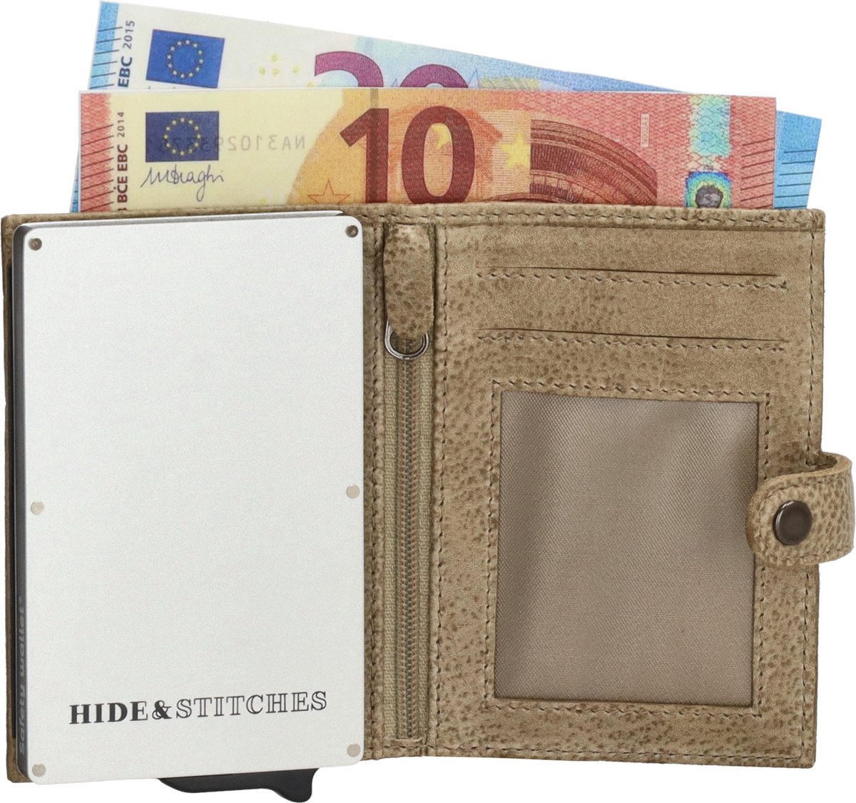 Hide & Stitches Paint Rock Safety Wallet - 100% Leer - Zand