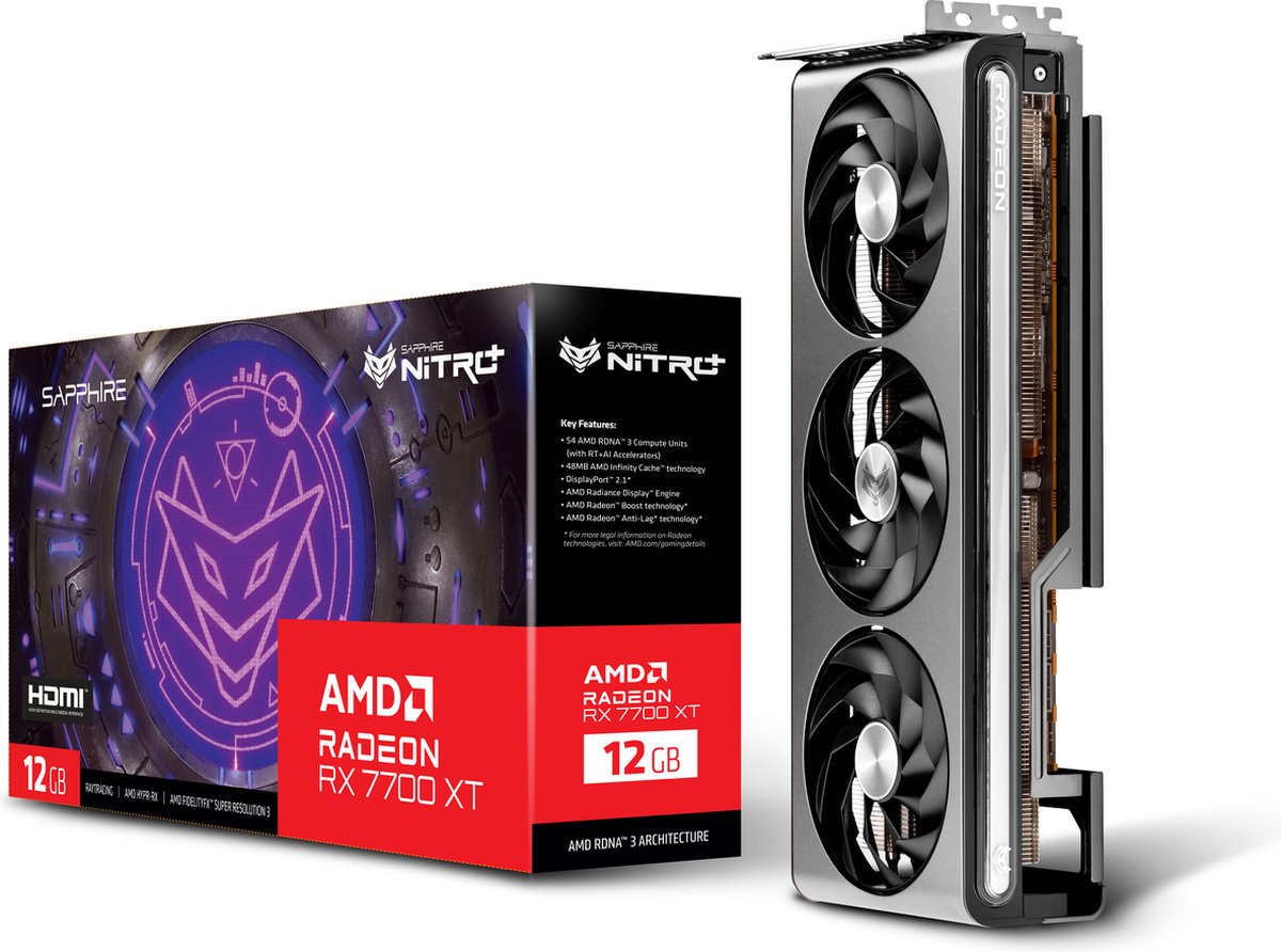 Sapphire Nitro+ Amd Radeon Rx 7700 Xt - 2X Hdmi 2.1B - 2X Displayport 2.1 videokaart - afbeelding 4